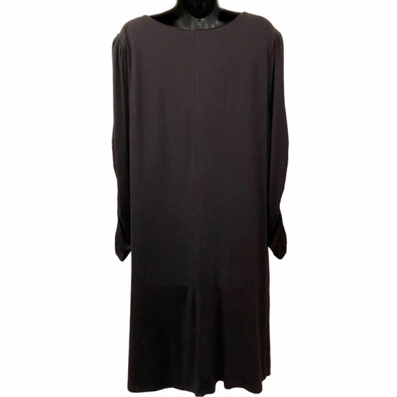 Cato Swing Dress Black Lined Pockets Gathered Sleeves Round Neck NWT Size XL - Picture 6 of 12